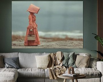 surreal portrait woman at the beach