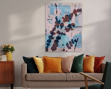 Romantic botanical art. Flowers in pink and blue by Dina Dankers