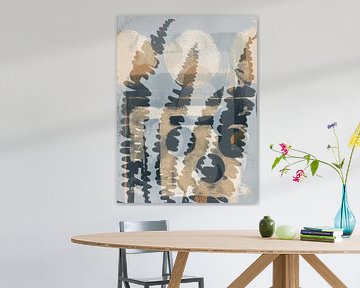 Scandinavian botanical abstract. Ferns in neutral grey and white. by Dina Dankers