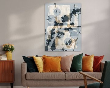 Neutral botanical abstract. Flowers and leaves in warm grey and white by Dina Dankers