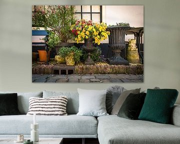 Gartenposter mit französischen Vasen