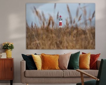 De vuurtoren van Ameland door het gras gezien van Patrick van Gemert