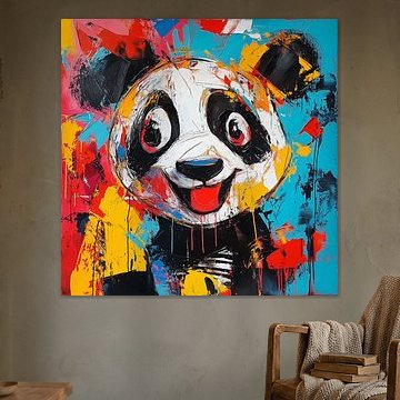 Cheerful Panda in Colourful Style