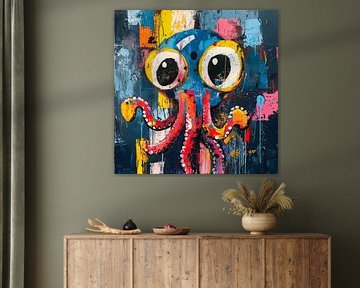 Pieuvre colorée aux grands yeux sur Emil Husstege