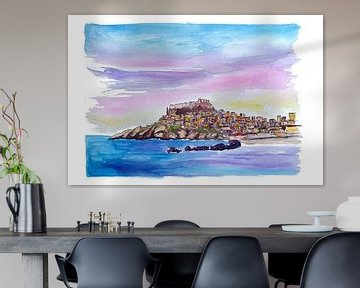Oude stad en kasteel van Castelsardo Zicht vanaf de haven van Markus Bleichner