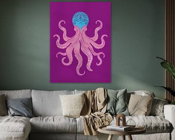 Illustration abstraite d'une pieuvre dans une aubergine sur STUDIO MINIMAL ART