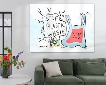 Stop plastic afval Cartoon Illustratie van Golden Haze Studio