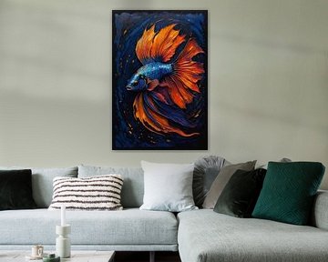 Poisson Betta - Bleu et orange