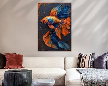 Poisson Betta - Bleu et orange