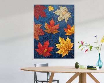 Mosaïque d'automne : une tapisserie de feuilles d'érable tombées au sol