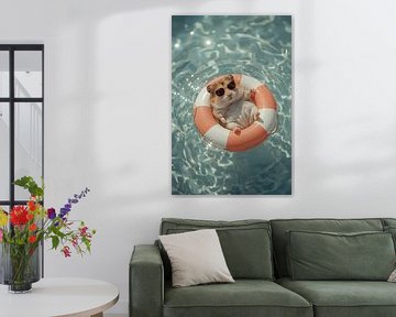 Hamster en gilet de sauvetage dans l'eau