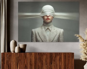 surreal portrait woman with blindfold