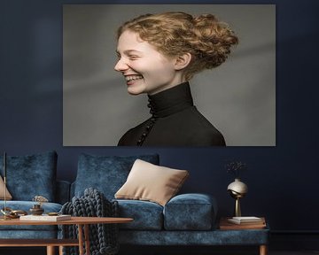 surreales Porträt Frau lacht