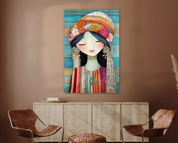 Vrouw met Hoofddoek en Oorbellen van Zen en Meer
