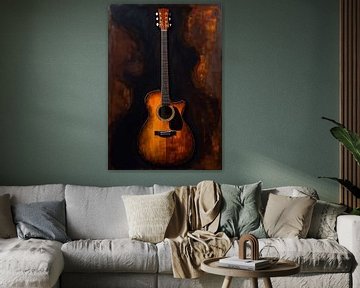 Akoestische gitaar abstracte kunst van MIROKKU