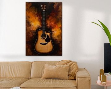 Akoestische gitaar abstracte kunst van MIROKKU