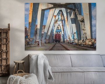 Romantische haven - oude kranen van Sabine Wagner