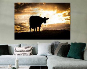 Silhouet van een koe bij zonsondergang van SO fotografie