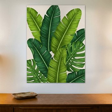 Bananenbladeren en Monstera Tropische Botanische Kunst
