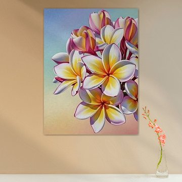 Plumeria Tropische Zonsondergang Bloemen Botanische Kunst