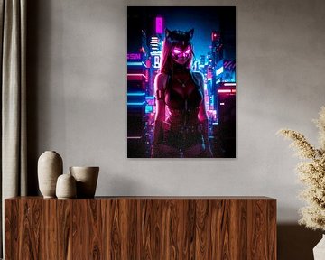Anime Mädchen Cyberpunk Stil Japan