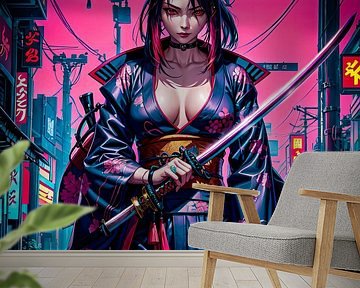 Samurai Girl Anime Japan Cyberpunk stijl
