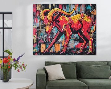 Vuur Ram | Dieren Kunst Met Hoorns van OMG Art