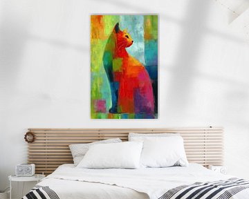 Kat van Abstract Schilderij