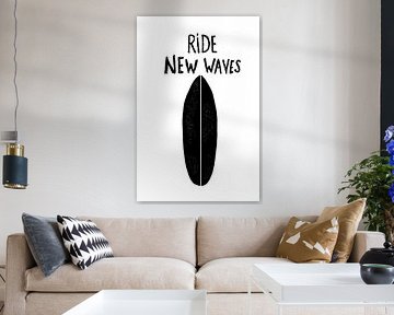 Surfboard black and white quote by HelloHappylife