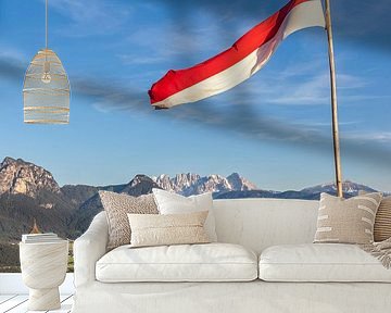 South Tyrolean flag in Mittelberg am Ritten, South Tyrol by Christian Müringer