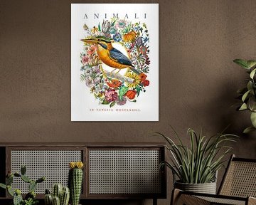 Kingfisher Between Flowers van Marja van den Hurk