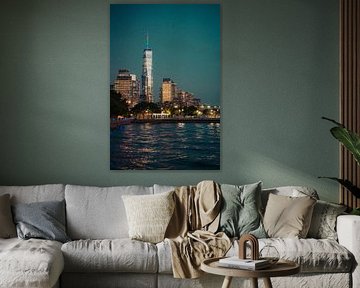 Avondrust op de Hudson: One World Trade Centre en de waterkant van NZME Photography