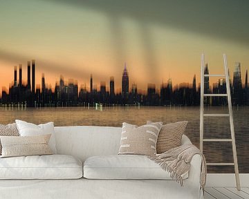 Abstract stadsgezicht: New York bij zonsondergang