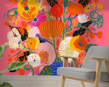 Funky pop-art bouquet in bright colours