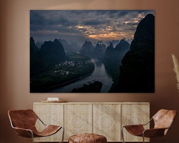 Karst mountains near Yangshuo by Eddy Westdijk