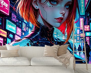 Cyborg Anime Meisje Cyberpunk Stijl