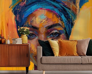 Powerful Portrait of an African Woman in Colourful Modern Style