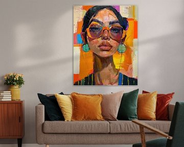 Urban Modern Cultureel Vrouwenportret met Oranje Zonnebril van Digatelier