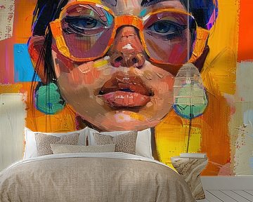 Urban Modern Cultural Female Portrait with Orange Sunglasses