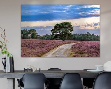 Sonnenuntergang über einer Heidelandschaft von Sjoerd van der Wal Fotografie