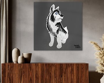 Siberische husky hond - Pentekening