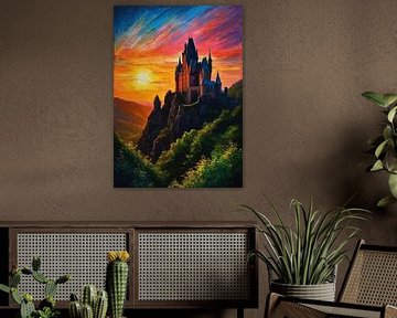Coucher de soleil sur le château d'Eltz