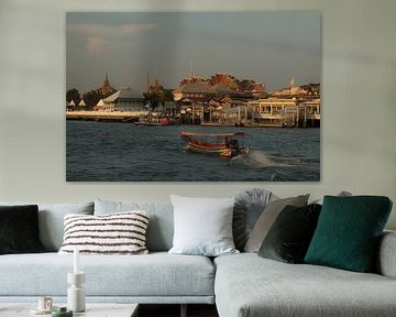 Colourful boats in front of a Thai palace backdrop by NZME Photography