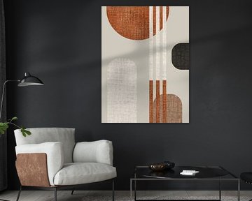 Abstracte geometrische wandkunst – set van 4 - bohemian japandi scandinavisch