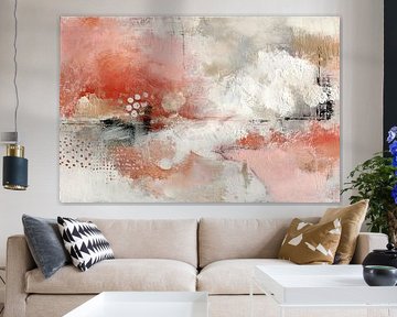 Abstract Horizon - Modern Abstract Painting in Peach Pink and Orange by Joriali Abstract