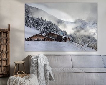 Moareggalm op de Klausberg in het Ahrntal in de winter, Zuid-Tirol van Christian Müringer