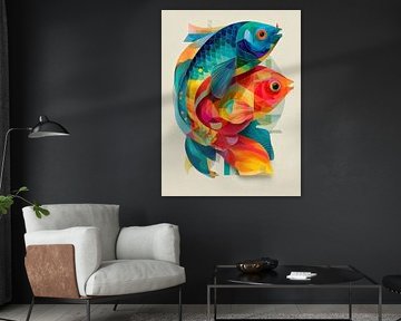 Fische Sternzeichen - Bunte Abstrakte Fisch Art von MArt