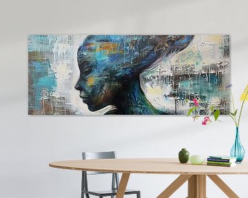 Vrouw Silhouet | Abstract Vrouw Portret van Kunst Kriebels