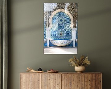 Blauwe Marokkaanse fontein uit Fez van Wouter Kuin