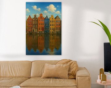Amsterdamse grachtenpanden in kleur van Marcel van Oene